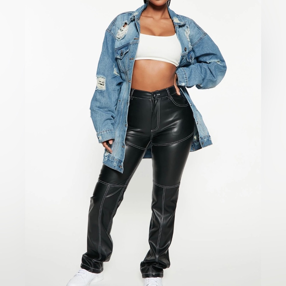FASHION NOVA long distressed denim jacket